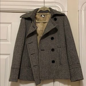 JCREW Black and White Houndstooth Peacoat